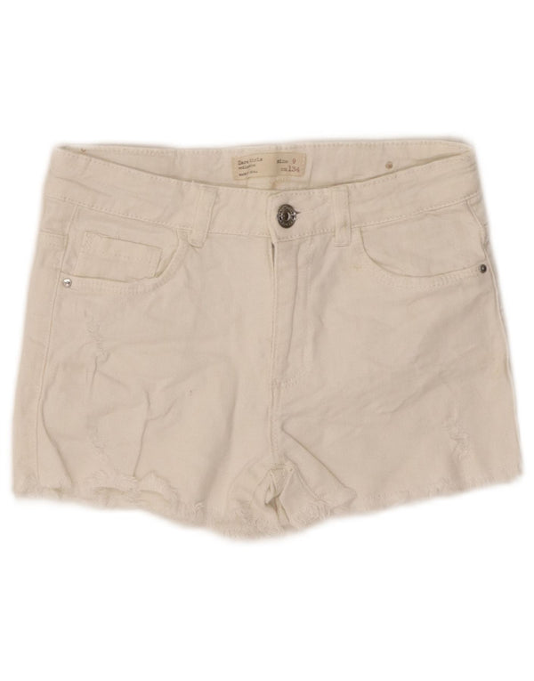 Zara Distressed Denim-Shorts für Mädchen, 9–10 Jahre, W24, weiße Baumwolle