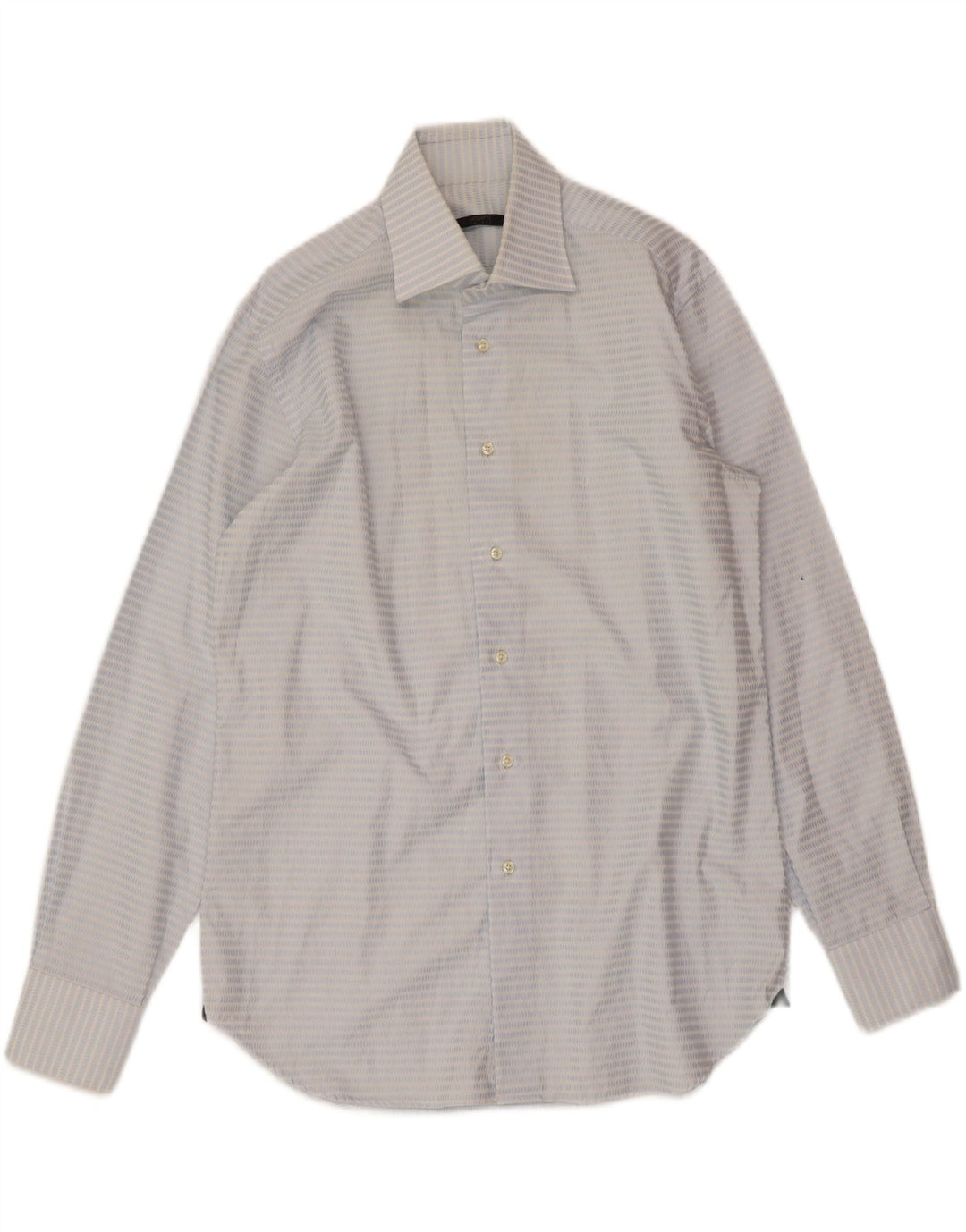 UNGARO Mens Shirt Size 41 16 Large Blue Striped Cotton Vintage Ungaro and Second-Hand Ungaro from Messina Hembry 