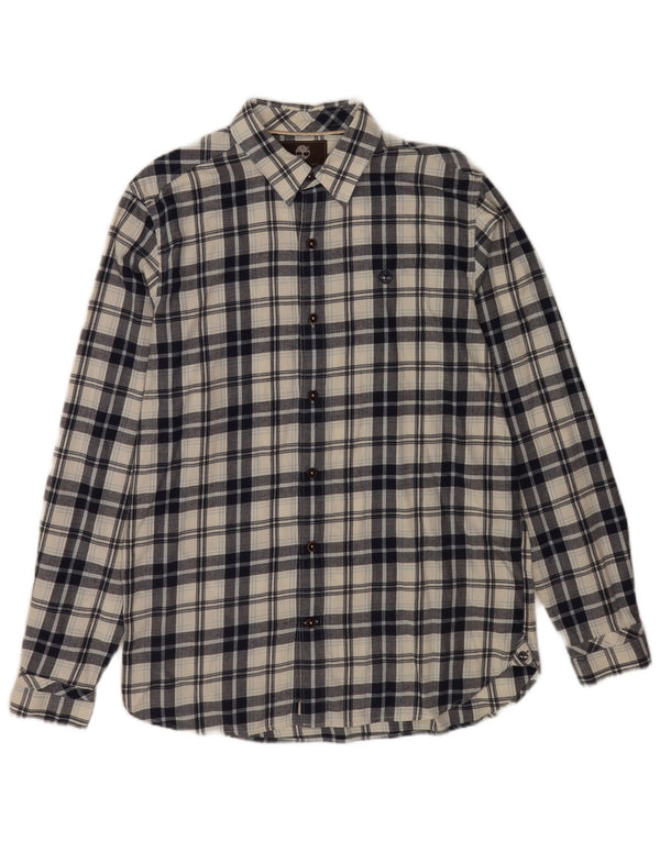 Timberland Herren-Flanellhemd mit normaler Passform, mittelblau karierte Baumwolle
