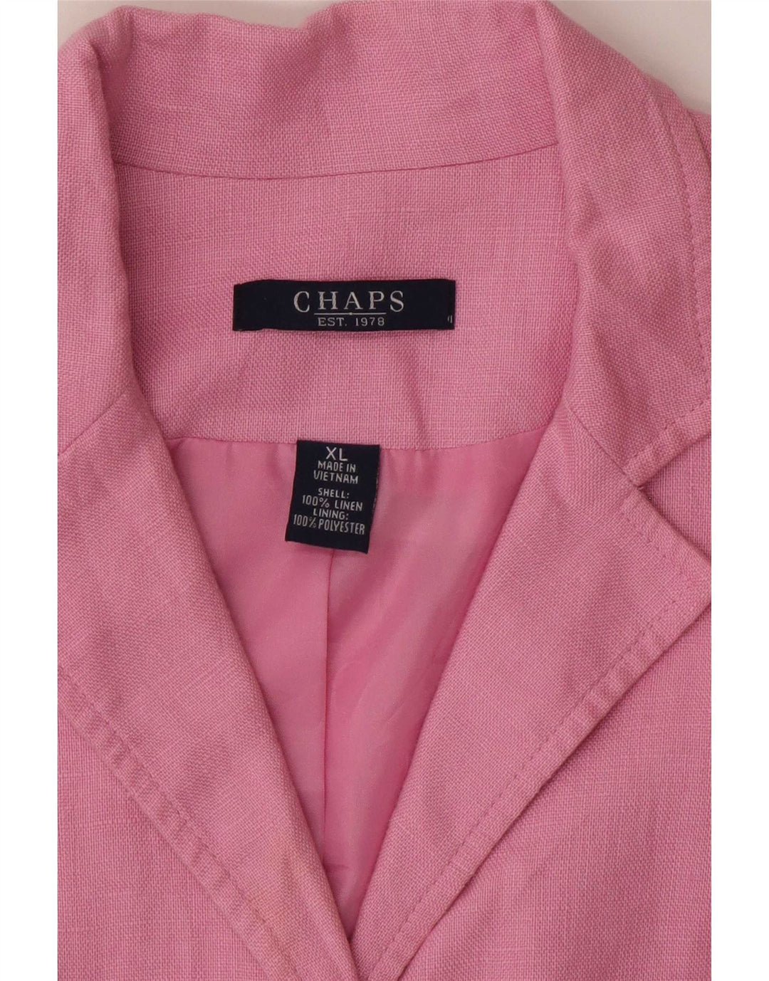 Chaps Damen-Blazerjacke mit 4 Knöpfen und 3/4-Ärmeln, UK 18, XL, Rosa, Leinen