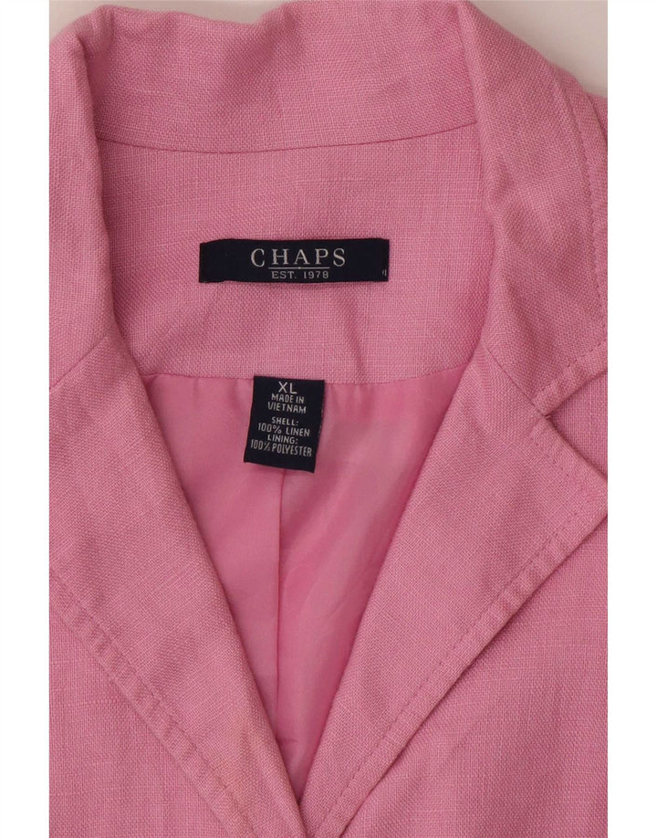 Chaps Damen-Blazerjacke mit 4 Knöpfen und 3/4-Ärmeln, UK 18, XL, Rosa, Leinen
