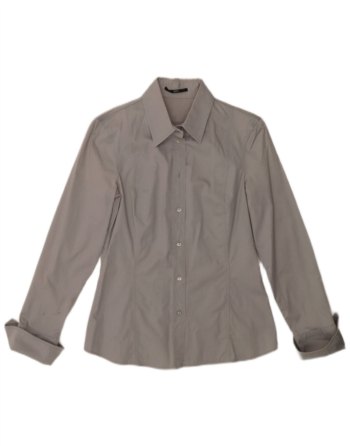 Hugo Boss Damen formelles Hemd UK 12 Mittelgrau