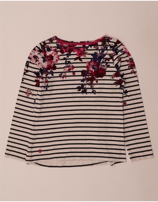 Joules Womens Graphic Top Langarm UK 6 XS weiß gestreift Baumwolle