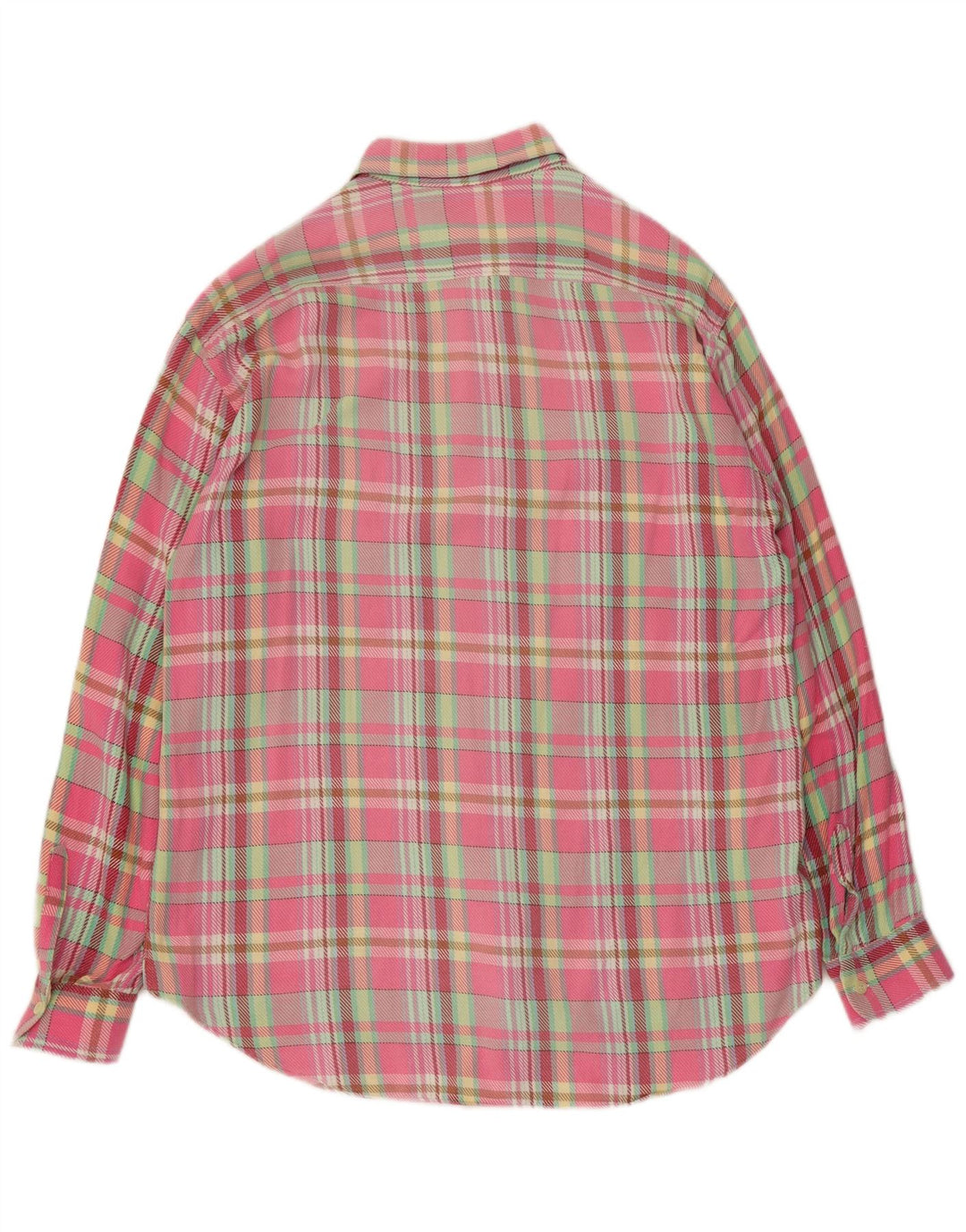 Benetton Herren-Flanellhemd, groß, rosa kariert, Baumwolle