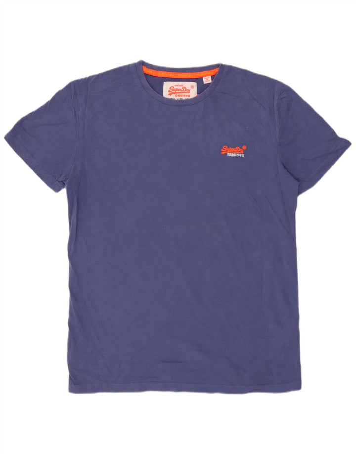 SUPERDRY Herren T-Shirt-Oberteil aus mittelblauer Baumwolle
