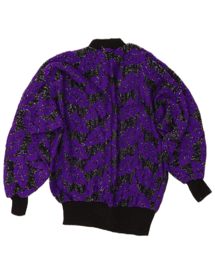 VINTAGE Rollkragenpullover für Damen, UK 8, Klein, Lila, Farbblock