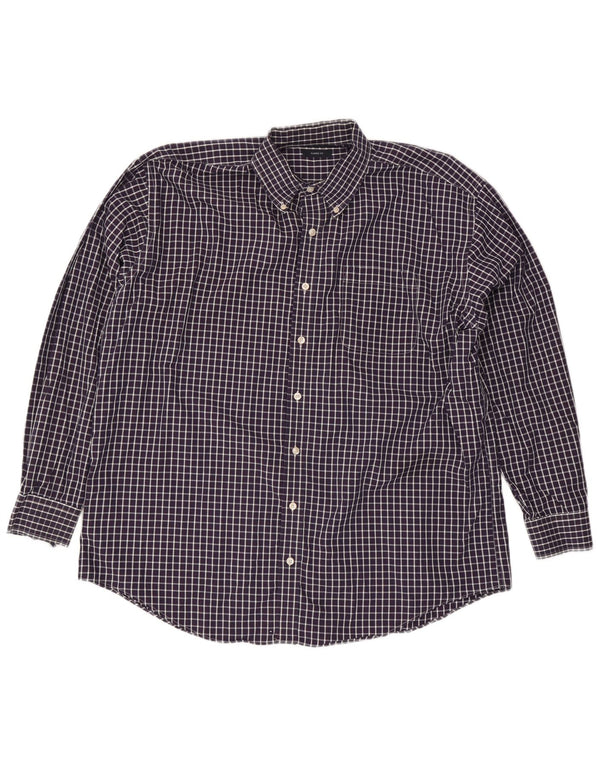 Nautica Herren-Hemd mit klassischer Passform, Größe 18 2XL, marineblau karierte Baumwolle