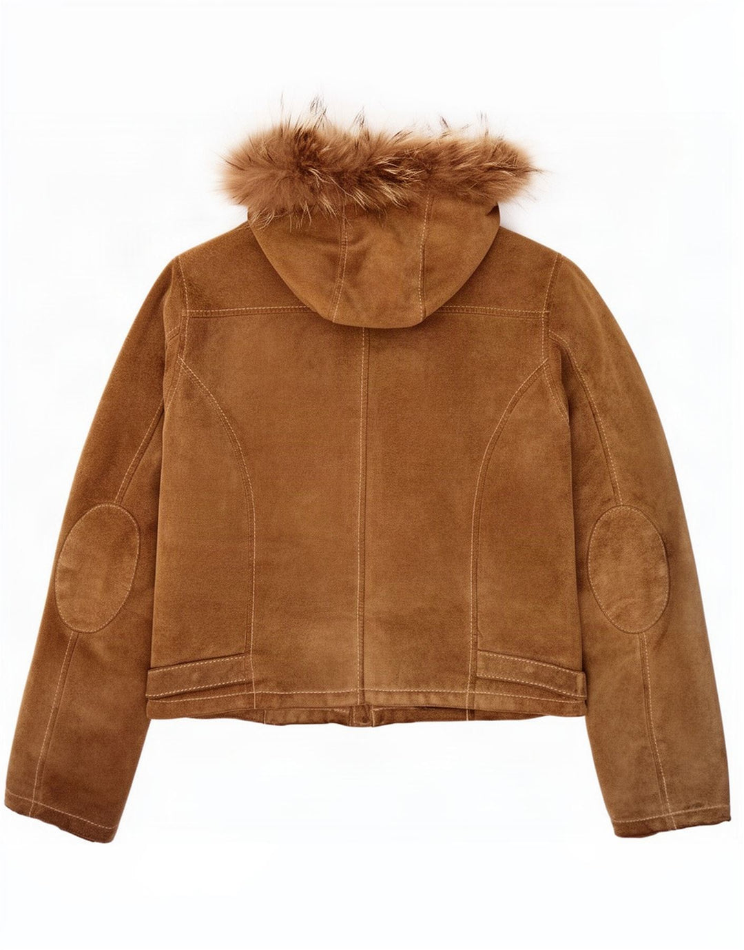 Conbipel Damen Wildlederjacke mit Kapuze IT 46 Großes braunes Leder