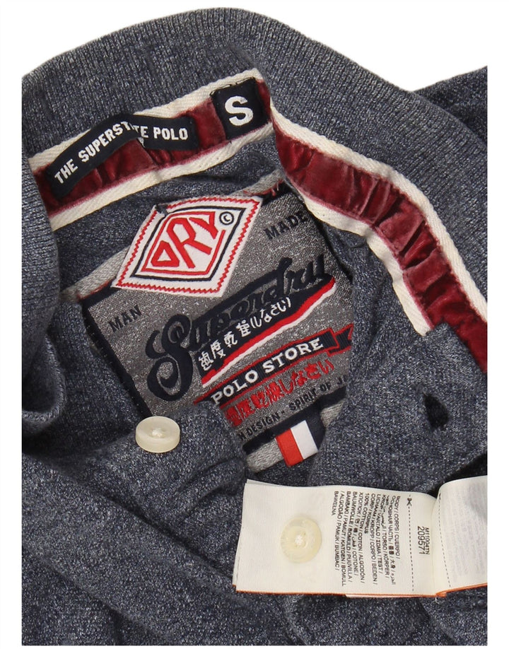 SUPERDRY Herren-Poloshirt mit Grafik, langärmelig, Größe S, Marineblau, Baumwolle