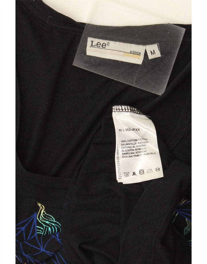 Lee Damen Grafik-T-Shirt-Oberteil UK 12 Medium Marineblau Baumwolle