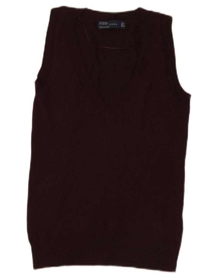 Zara Damen Weste Top UK 10 Small Braune Viskose