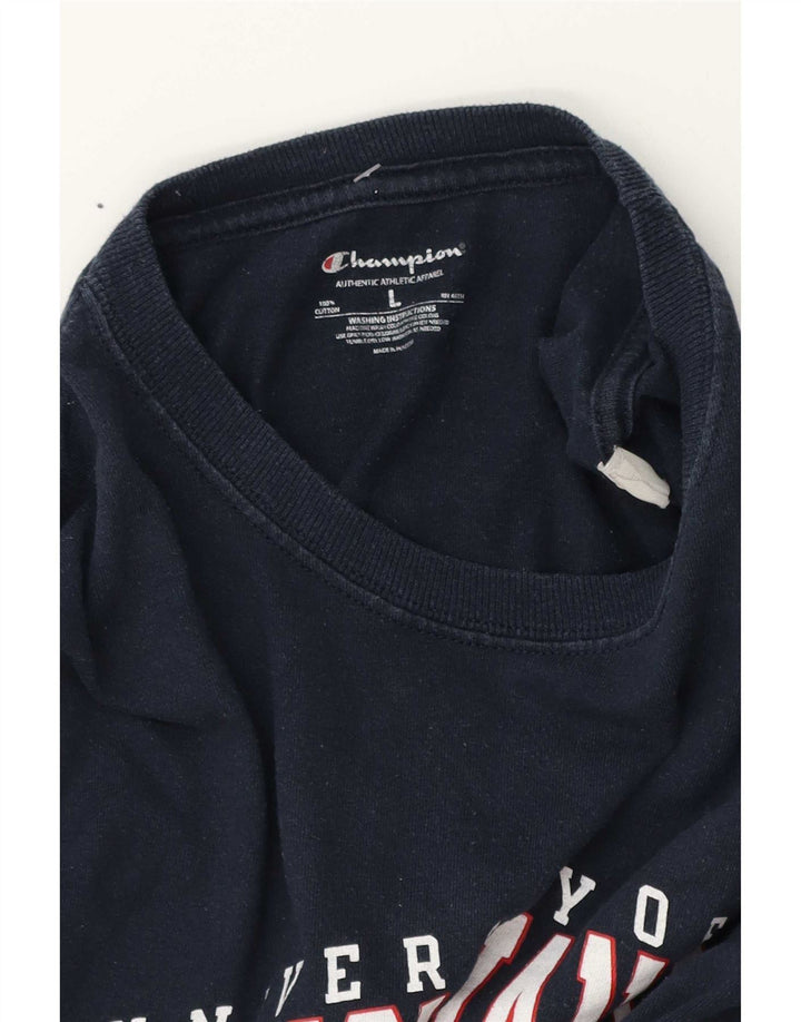 Champion Herren Grafik-Top, langärmelig, Größe L, Marineblau
