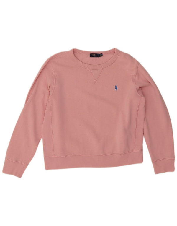 Polo Ralph Lauren Damen Sweatshirt Pullover UK 16 Large Rosa Baumwolle
