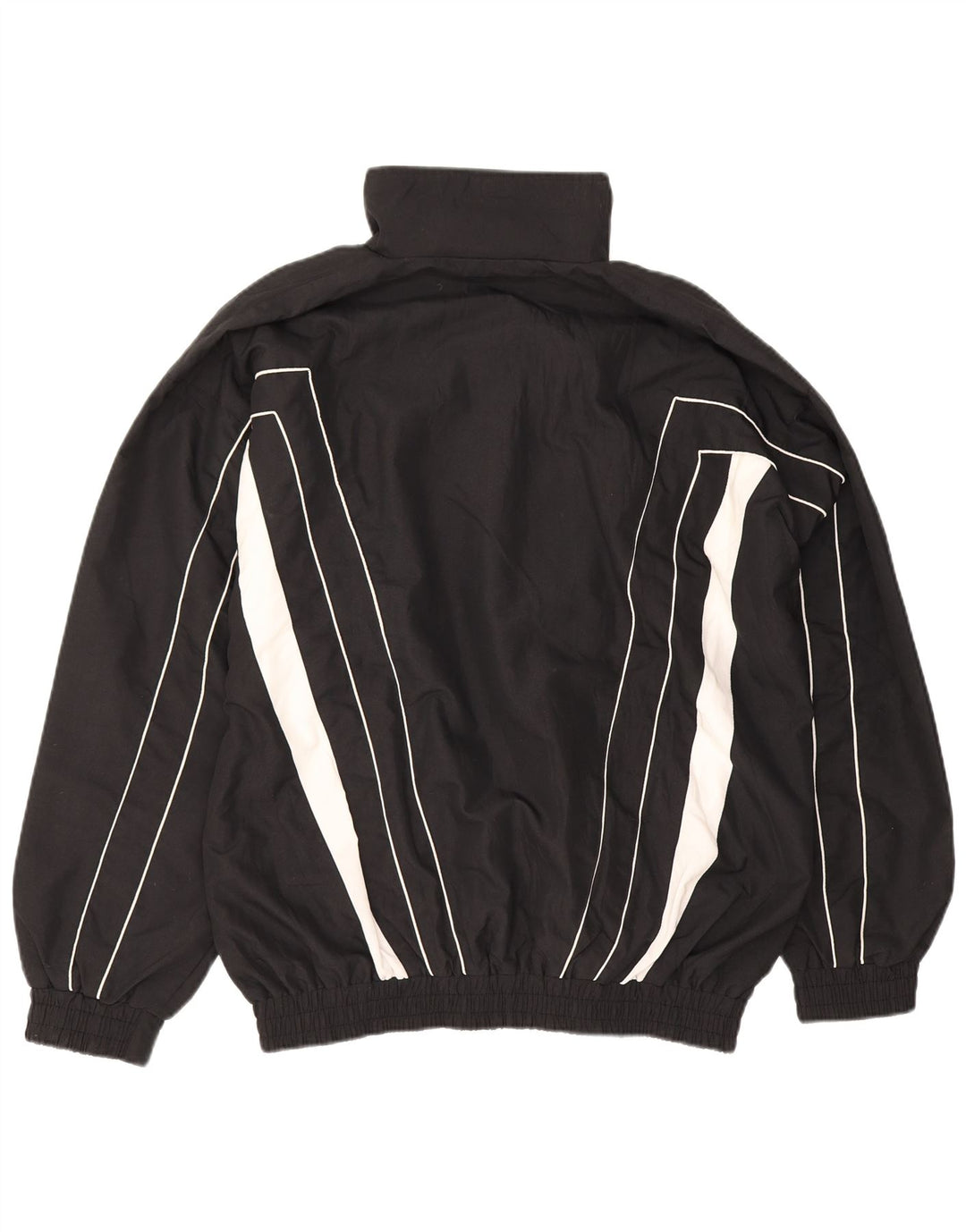 Vintage Herren-Trainingsanzug-Top-Jacke, großes schwarzes Farbblock-Polyester
