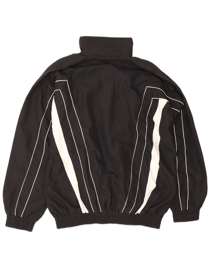 Vintage Herren-Trainingsanzug-Top-Jacke, großes schwarzes Farbblock-Polyester