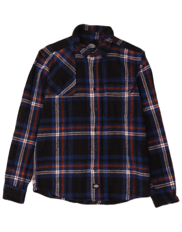 Dickies Mens Flannel Shirt Small Navy Blue Check Cotton