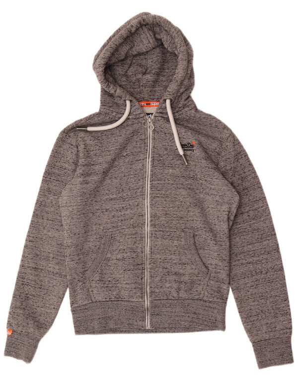 Superdry Herren-Kapuzenpullover mit Reißverschluss, XS, grau gefleckte Baumwolle
