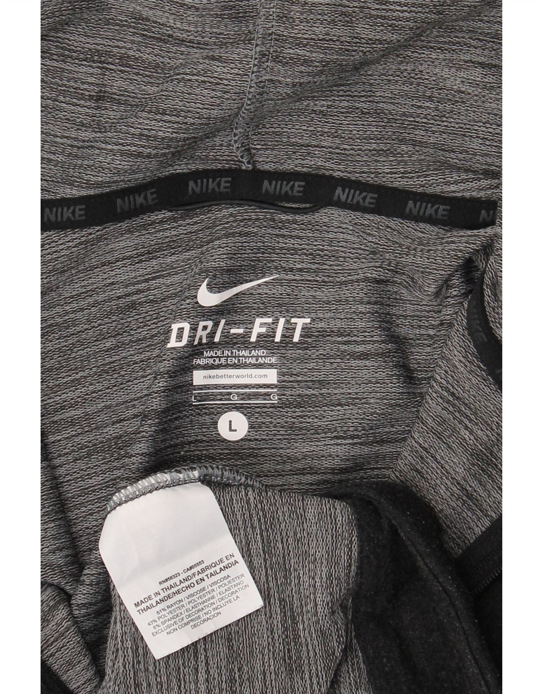 Nike Herren-Dri-Fit-Kapuzenpullover mit Reißverschluss, groß, graues Rayon