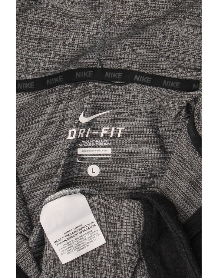 Nike Herren-Dri-Fit-Kapuzenpullover mit Reißverschluss, groß, graues Rayon