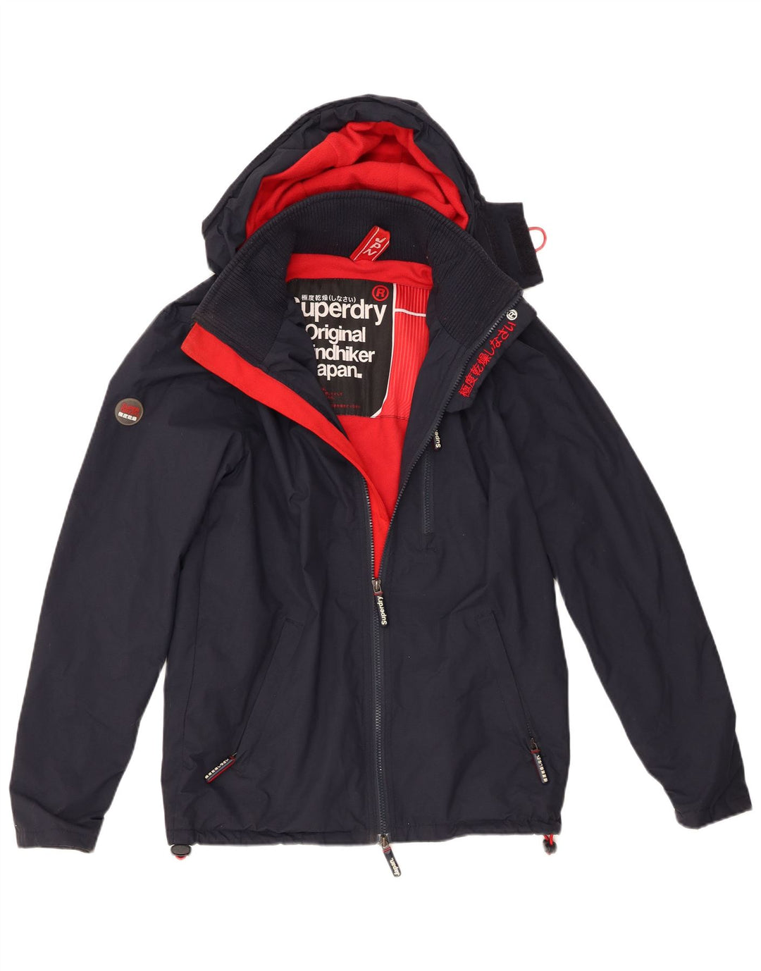 Superdry Herren Windhiker Hooded Windjacke UK 36 Small Marineblau