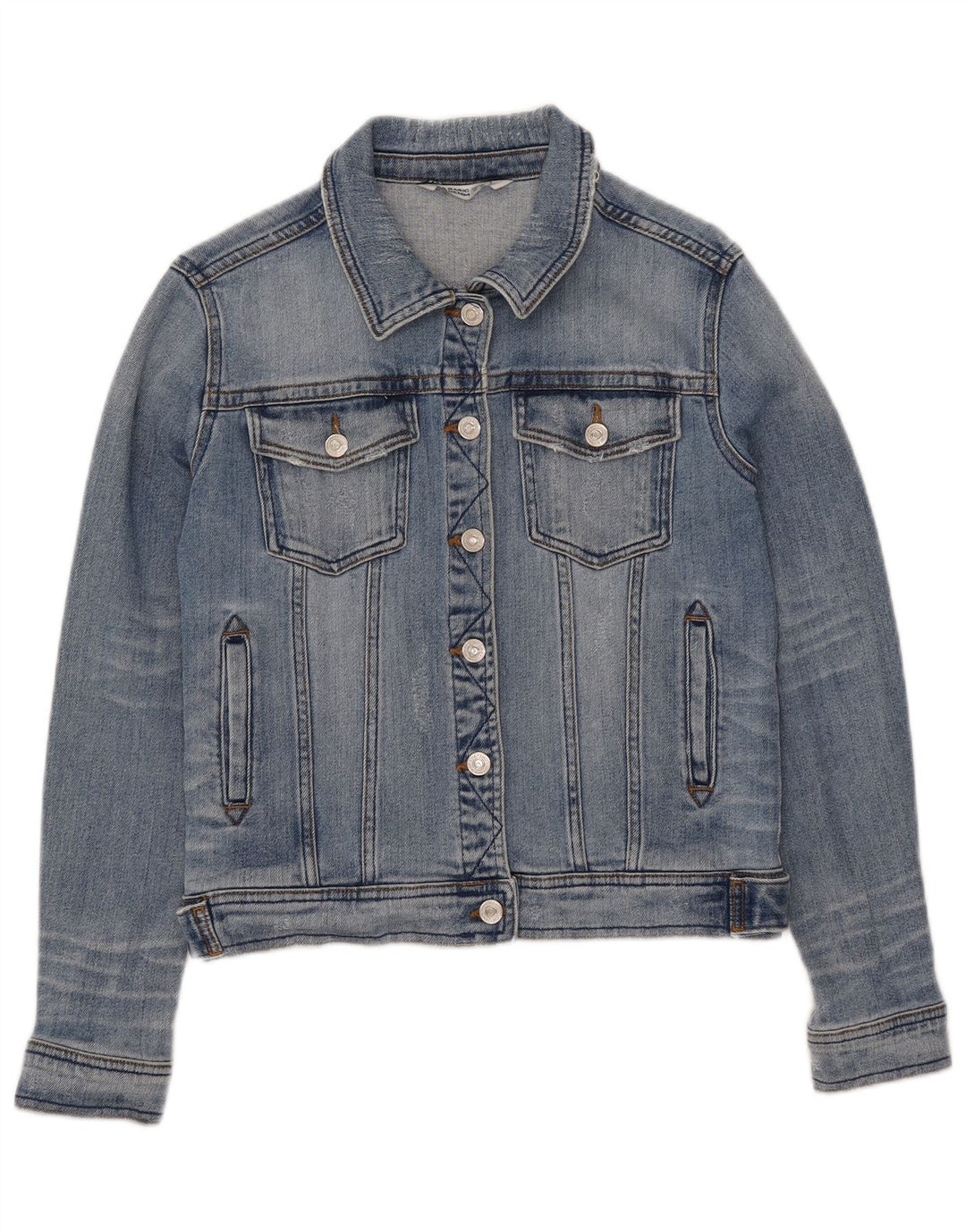 Zara Damen Crop Jeansjacke UK 12 Mittelblaue Baumwolle
