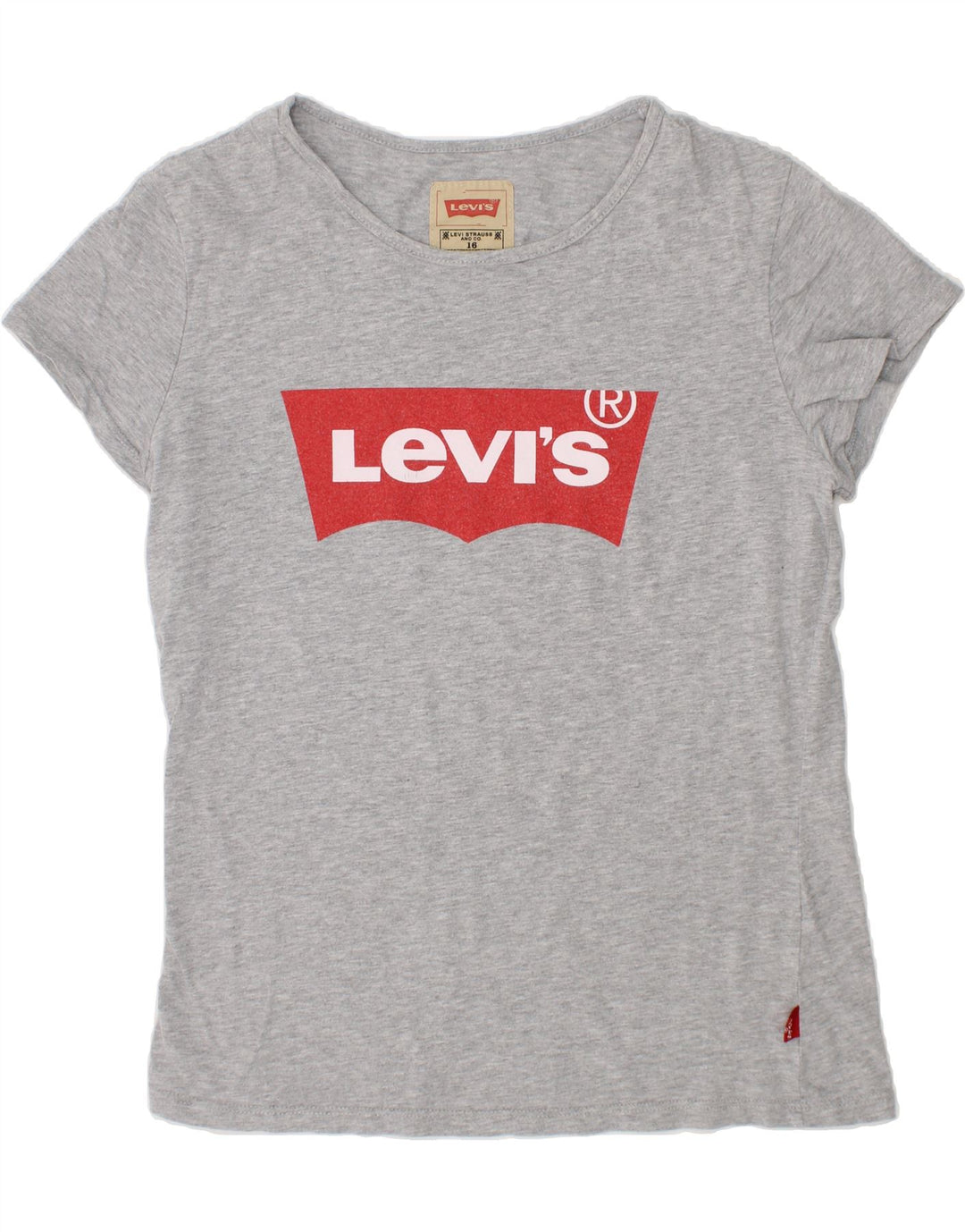 LEVI'S Girls Graphic T-Shirt Top 15-16 Years Grey Vintage Levi's and Second-Hand Levi's from Messina Hembry 