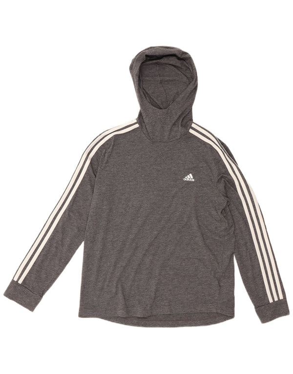 Adidas Damen Climalite Hooded Top Langarm UK 12/14 Mittelgrau