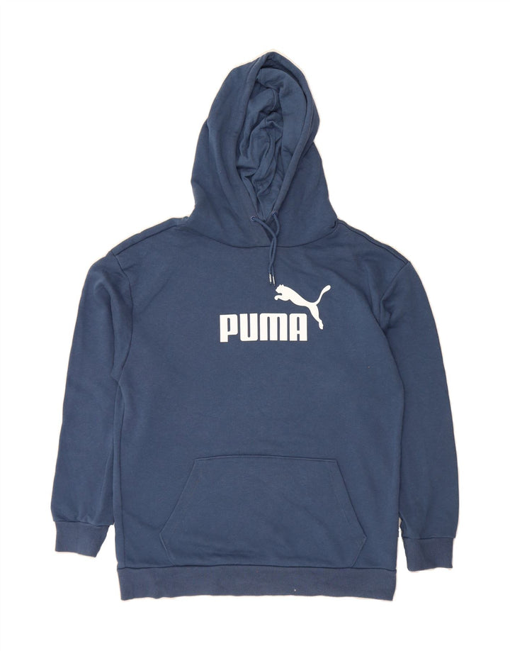 PUMA Mens Graphic Hoodie Jumper Medium Navy Blue Cotton Vintage Puma and Second-Hand Puma from Messina Hembry 