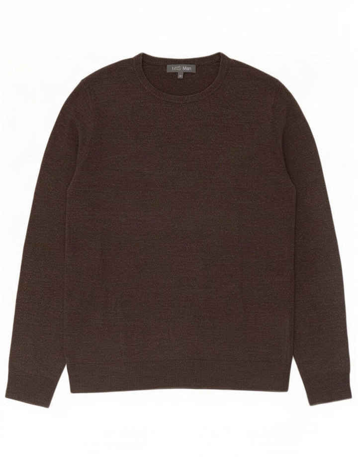 Marks & Spencer Herren-Pullover mit Rundhalsausschnitt, mittelbraunes Acryl