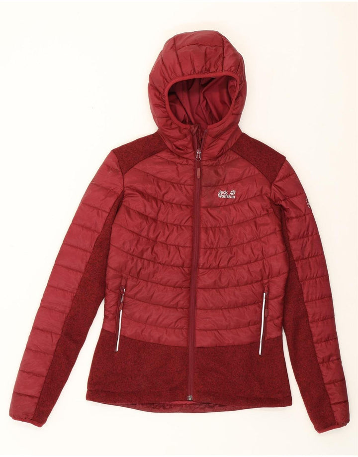 JACK WOLFSKIN Damen Wattierte Jacke UK 8/10 Small Burgundy Colourblock