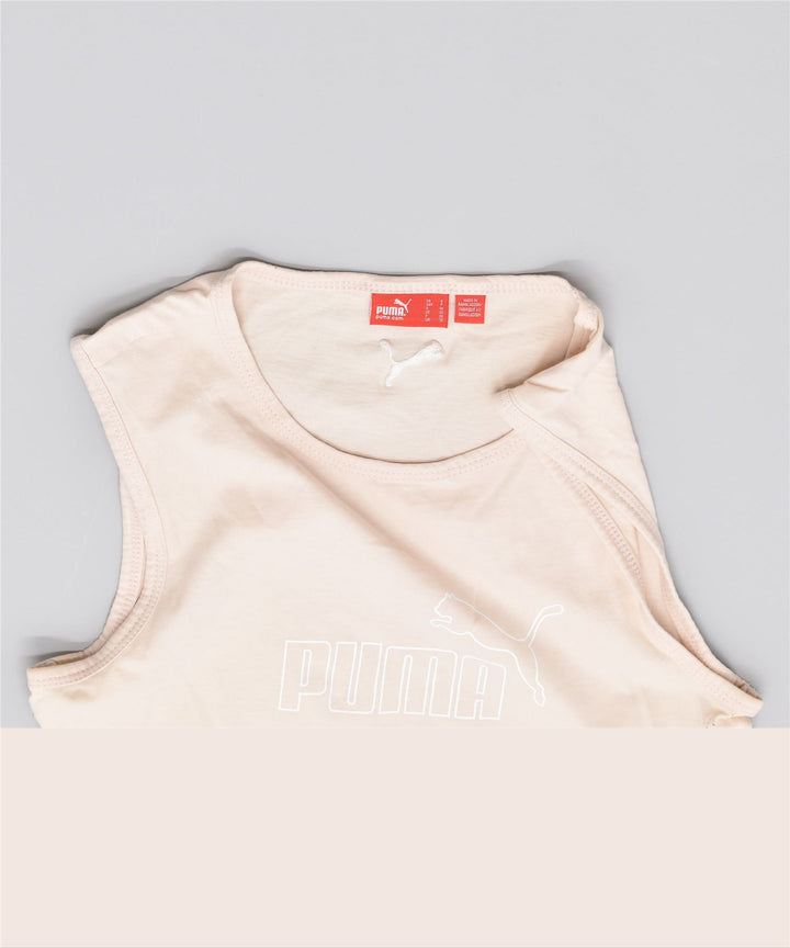 PUMA Damen Graphic Vest Top UK 10 Small Off White Baumwolle