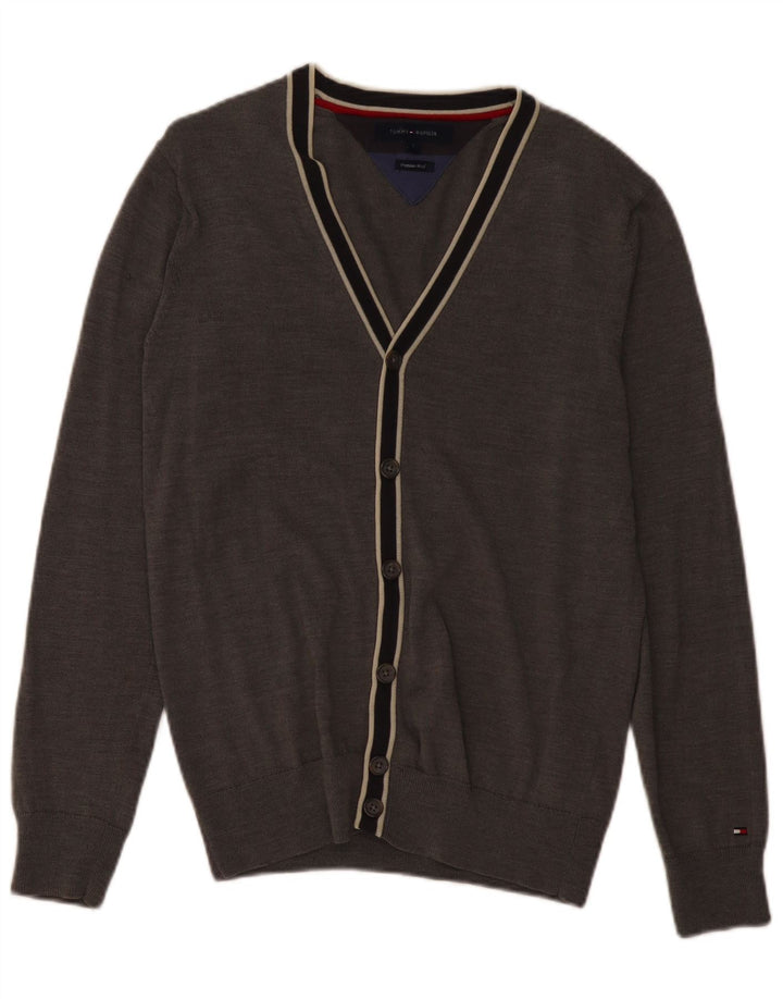 Tommy Hilfiger Herren-Strickjacke, kleine graue Wolle