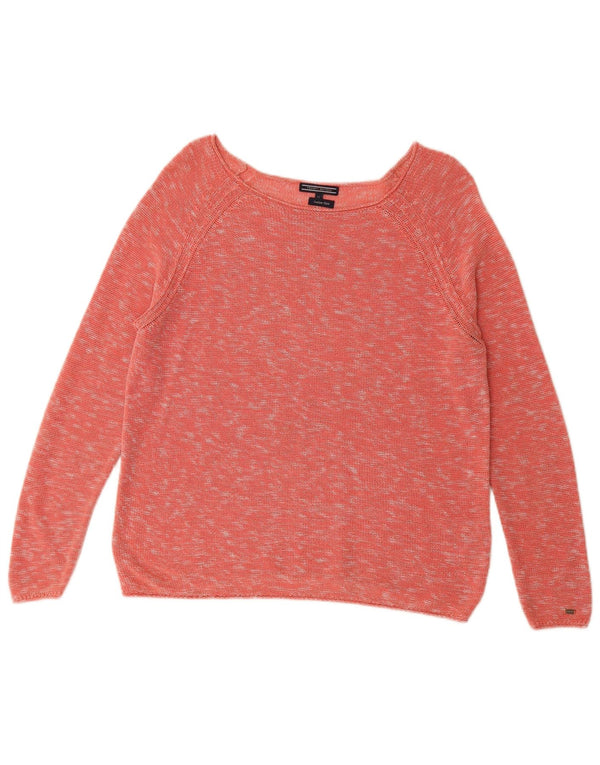 Tommy Hilfiger Damen-Pullover mit U-Boot-Ausschnitt, Gr. 14, mittelrosa meliert