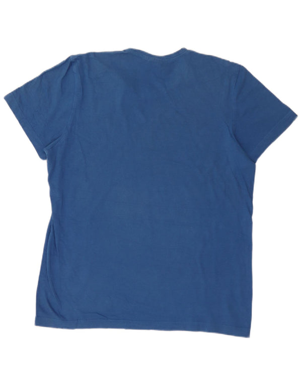 Adidas Herren Grafik T-Shirt Top Große blaue Baumwolle