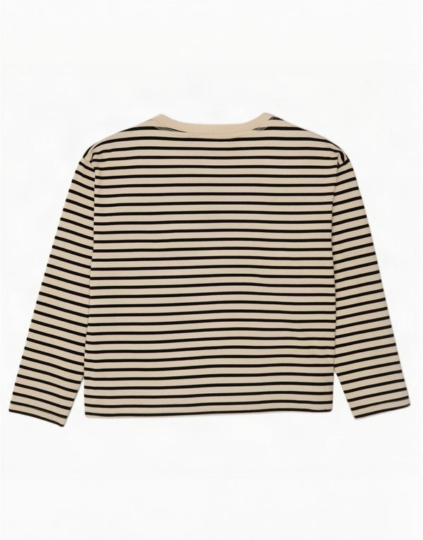 Zara Damen Top Langarm UK 18 XL Weiß gestreift