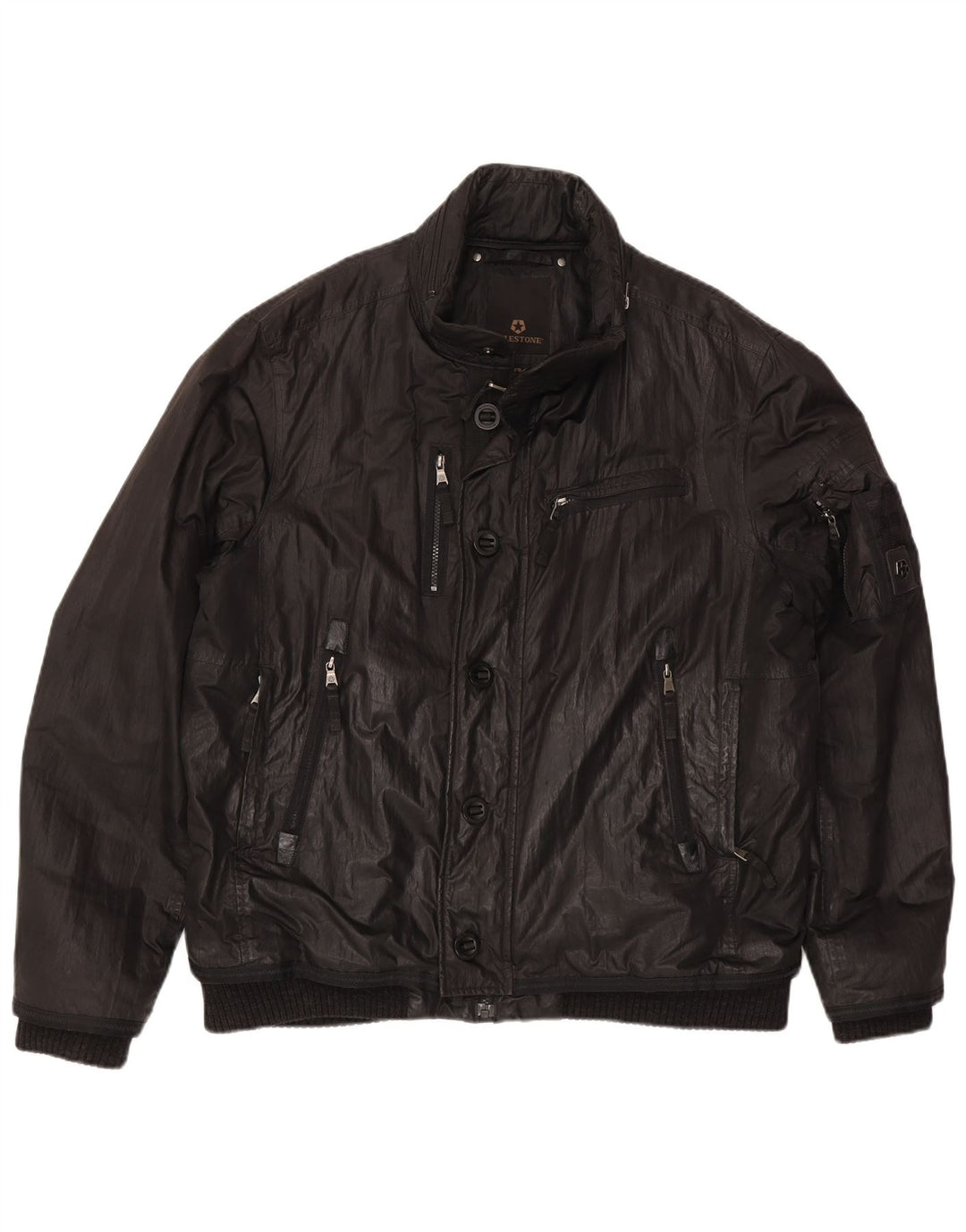 Milestone Herren-Bomberjacke mit Kapuze, UK 44, 2XL, schwarzes Polyester