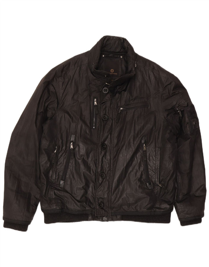 Milestone Herren-Bomberjacke mit Kapuze, UK 44, 2XL, schwarzes Polyester