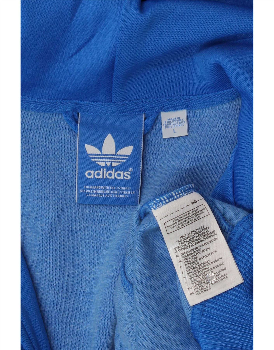 Adidas Herren-Kapuzenpullover mit Reißverschluss, groß, blau, Polyester