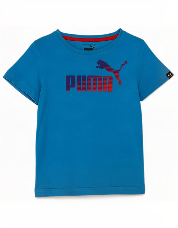 Puma Jungen T-Shirt mit Grafik, 7–8 Jahre, blaue Baumwolle