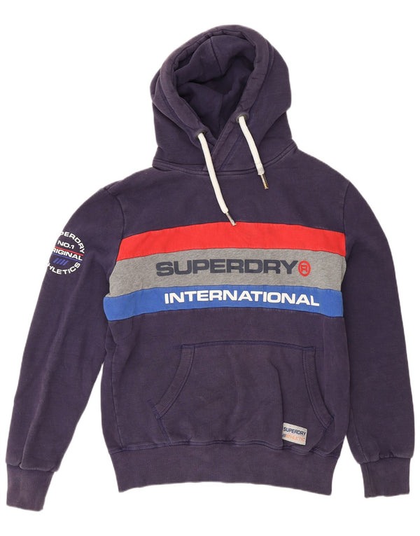 Superdry Herren-Kapuzenpullover mit Grafik, groß, Marineblau, Blockfarben, Baumwolle