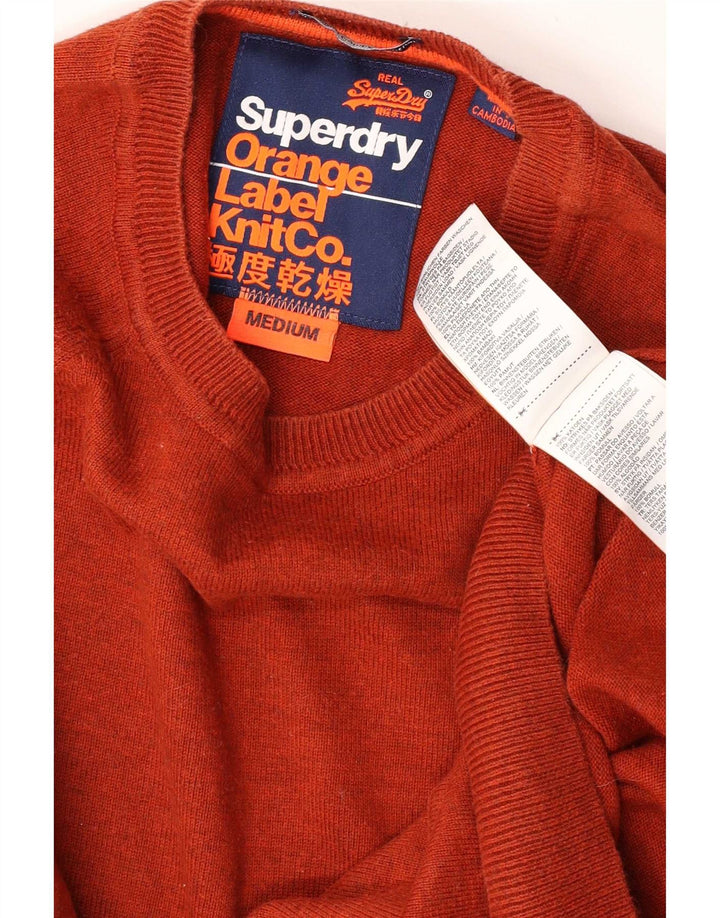Superdry Herren-Pullover mit Rundhalsausschnitt, mittelorangefarbene Baumwolle