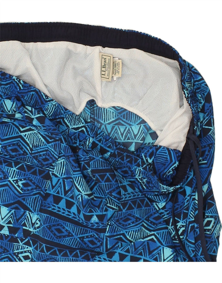L.L.BEAN Mens Abstract Pattern Sport Shorts XL Blue Nylon Vintage L.L.Bean and Second-Hand L.L.Bean from Messina Hembry 