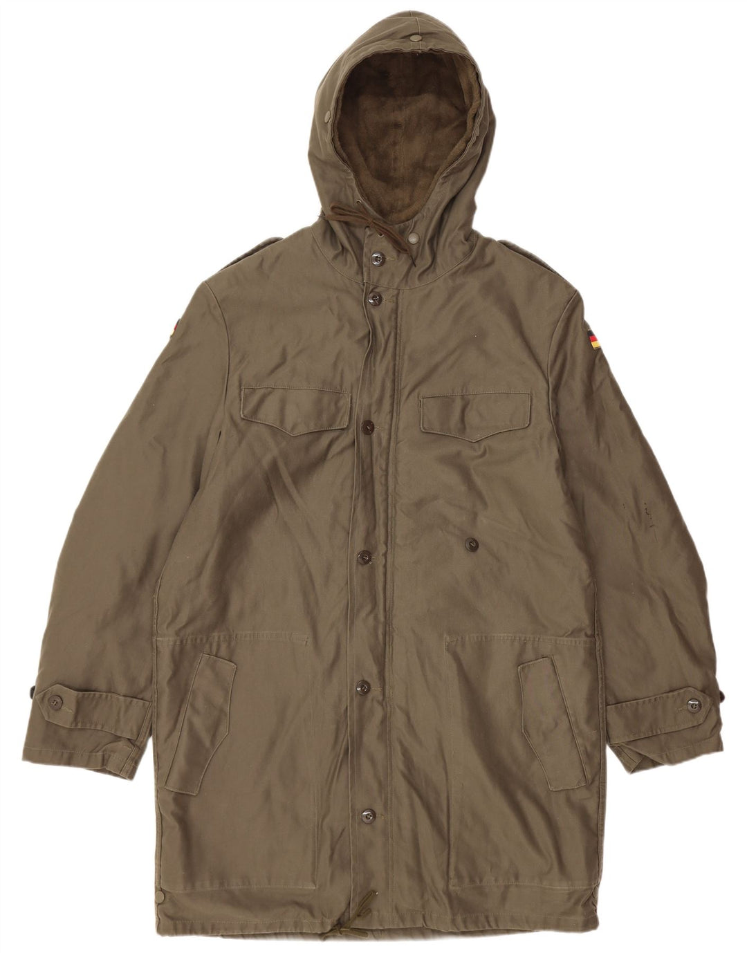 Vintage Herren-Militärparkajacke mit Kapuze, UK 38, mittleres Khaki