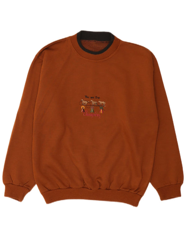 Vintage Herren Grafik Sweatshirt Pullover mittelbraune Baumwolle