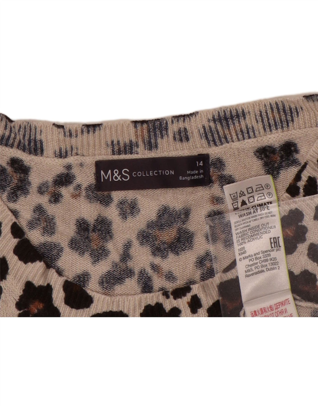 Marks & Spencer Damen Pullover mit Rundhalsausschnitt, UK 14, Mittelbraun