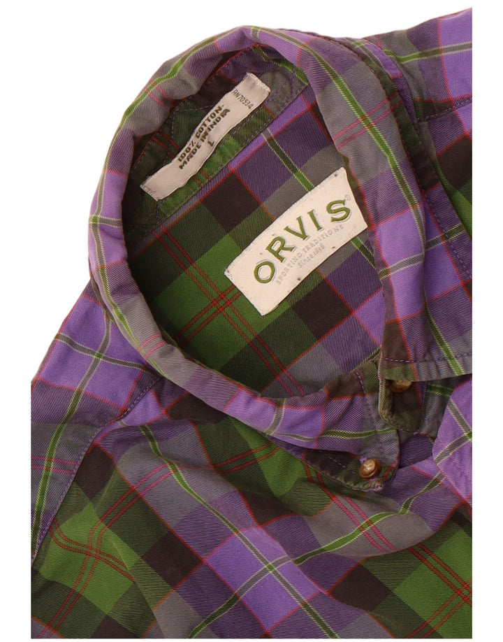 Orvis Herren-Flanellhemd, groß, lila kariert, Baumwolle