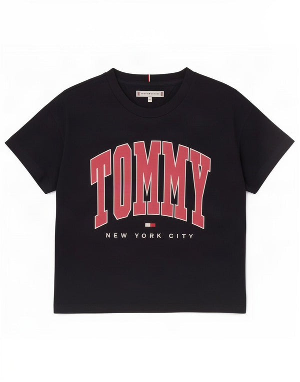Tommy Hilfiger Grafik-T-Shirt-Oberteil für Mädchen, 11–12 Jahre, Marineblau
