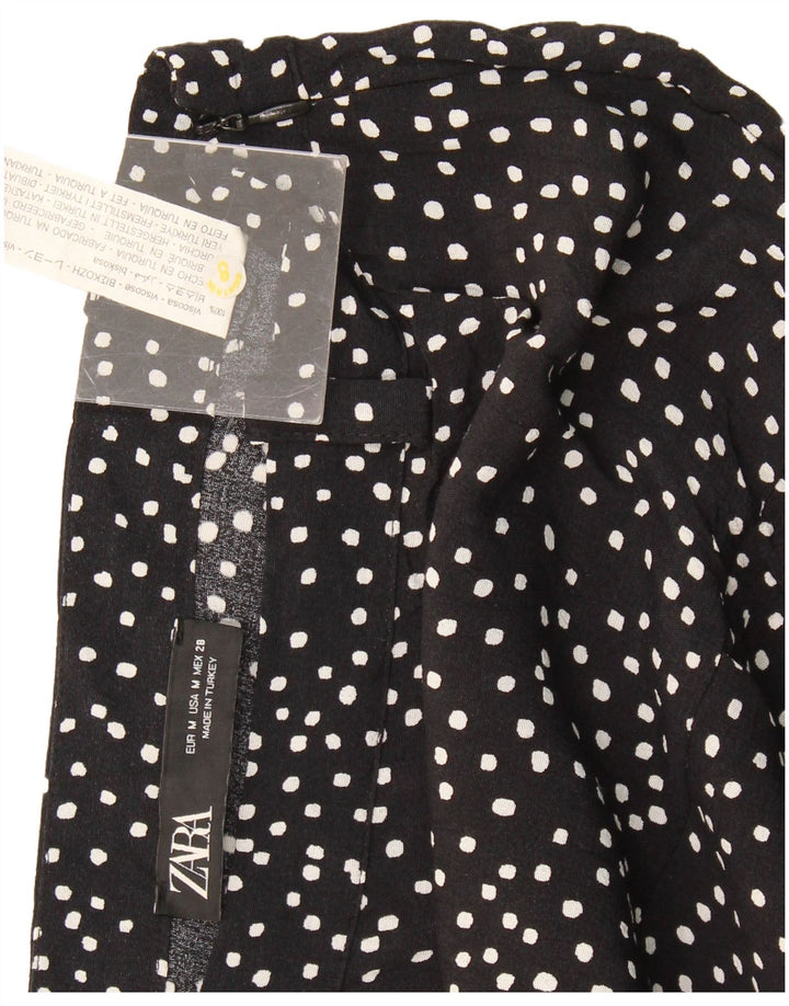 Zara Damen Skort UK 14 Mittelschwarz gefleckte Viskose