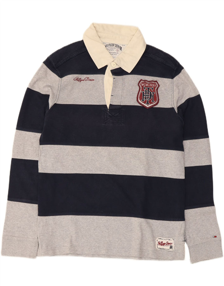 TOMMY HILFIGER Grafisches Rugby-Poloshirt für Herren, groß, marineblau gestreift
