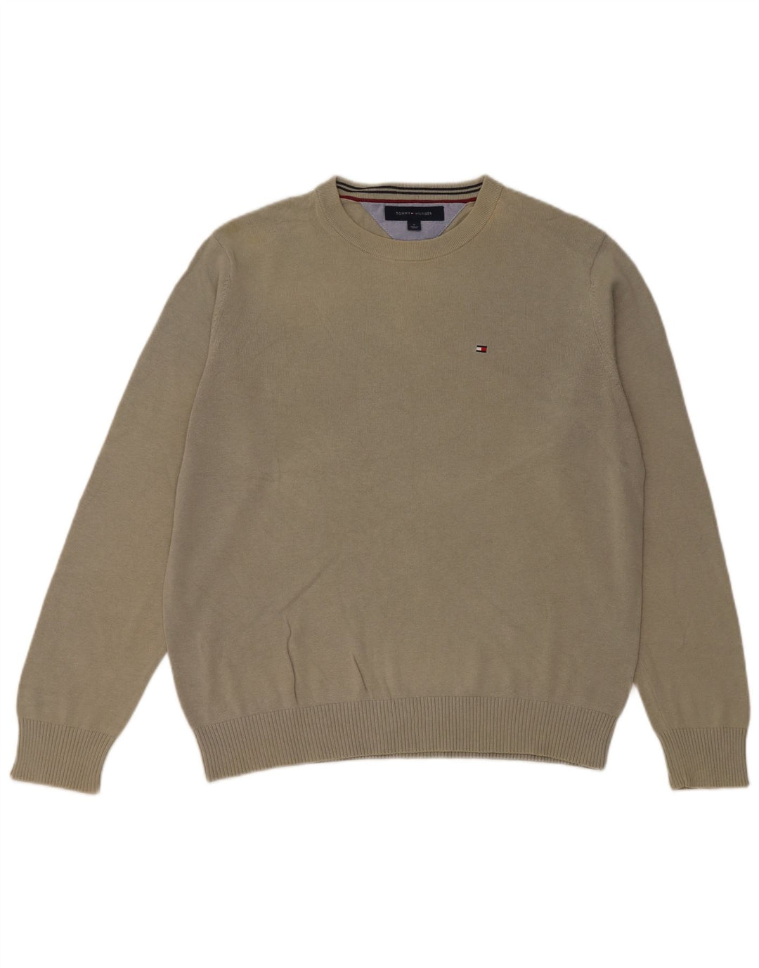 Tommy Hilfiger Herren-Pullover mit Rundhalsausschnitt, mittlere Khaki-Baumwolle